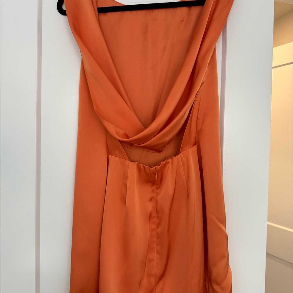 COS Orange Draped Open Back Mini Dress - Picture 7 of 11
